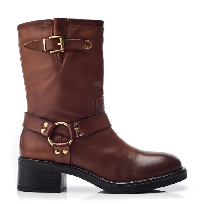 MidCalf Boots Women Moda In Pelle Brecken Tan Leather