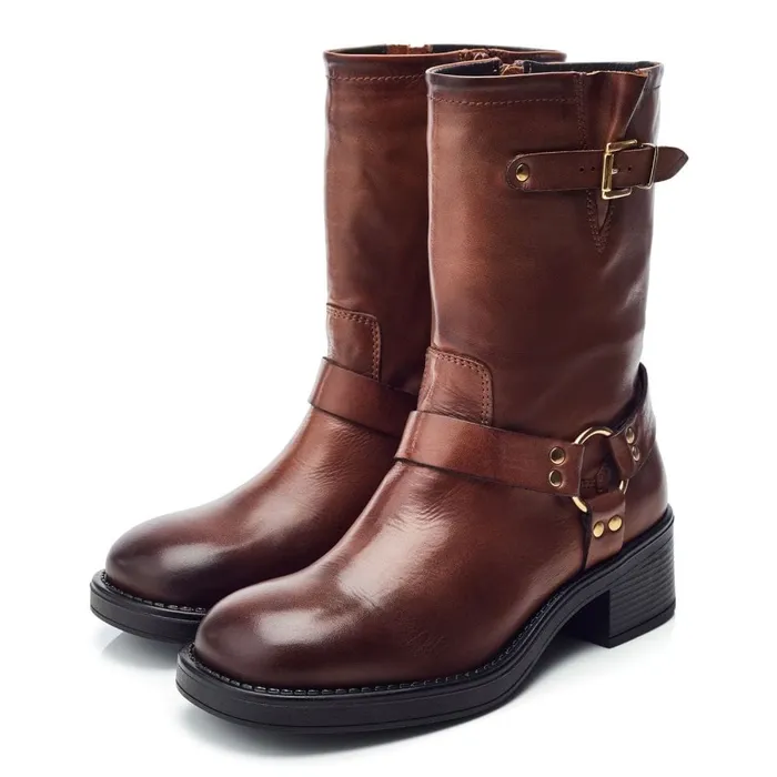 MidCalf Boots Women Moda In Pelle Brecken Tan Leather