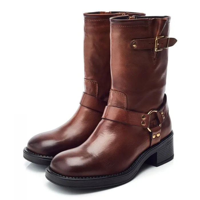MidCalf Boots Women Moda In Pelle Brecken Tan Leather