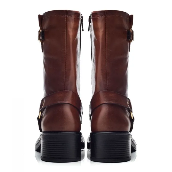 MidCalf Boots Women Moda In Pelle Brecken Tan Leather