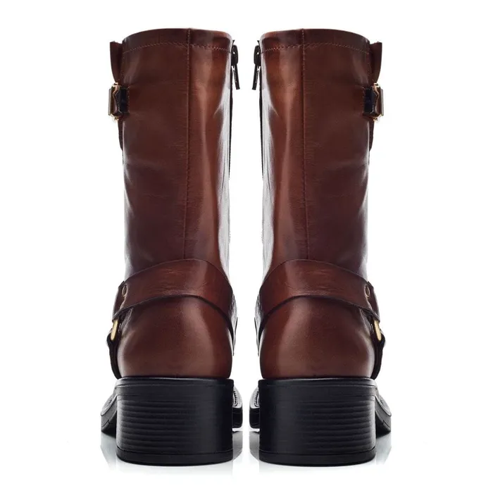 MidCalf Boots Women Moda In Pelle Brecken Tan Leather