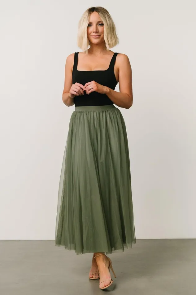 Mila Tulle Skirt Dark Sage Women Baltic Born Skirts