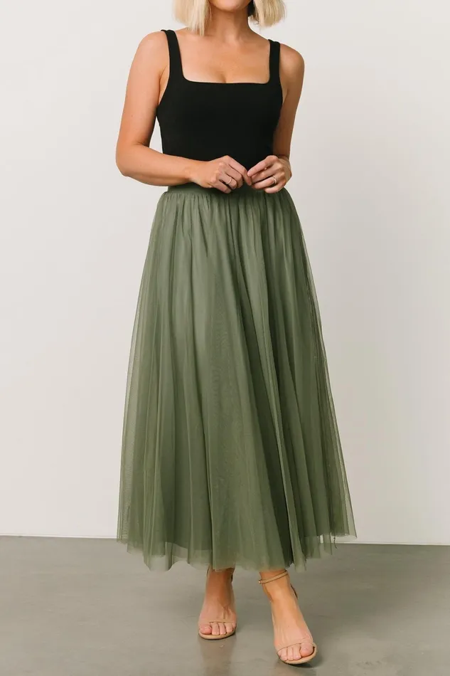 Mila Tulle Skirt Dark Sage Women Baltic Born Skirts
