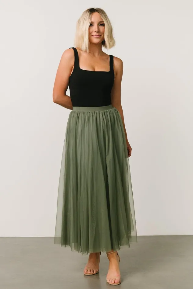 Mila Tulle Skirt Dark Sage Women Baltic Born Skirts