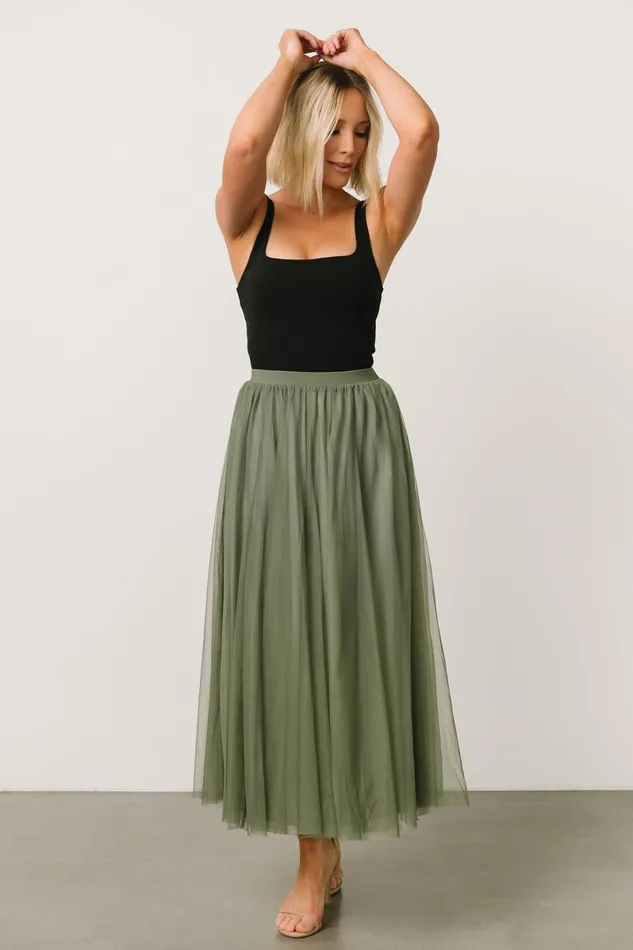 Mila Tulle Skirt Dark Sage Women Baltic Born Skirts
