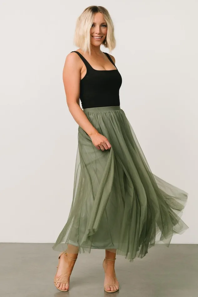 Mila Tulle Skirt Dark Sage Women Baltic Born Skirts