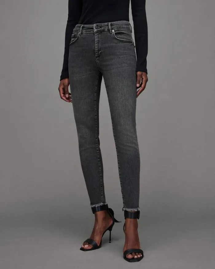 Miller MidRise Stretch Push Up Skinny Jeans Washed Black Women AllSaints Pants and Leggings Miller MidRise Stretch Push Up Skinny Jeans Washed Black Women AllSaints Pants and Leggings