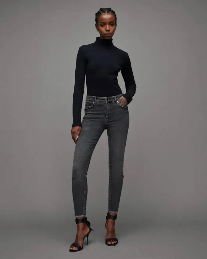 Miller MidRise Stretch Push Up Skinny Jeans Washed Black Women AllSaints Pants and Leggings Miller MidRise Stretch Push Up Skinny Jeans Washed Black Women AllSaints Pants and Leggings