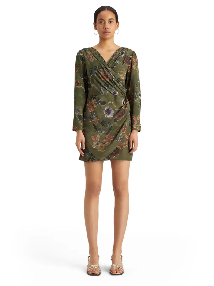 Mini Viscose Jacquard Wrap Dress Poetry Tapestry Military Women Scotch and Soda Dresses and Jumpsuits Mini Viscose Jacquard Wrap Dress Poetry Tapestry Military Women Scotch and Soda Dresses and Jumpsuits