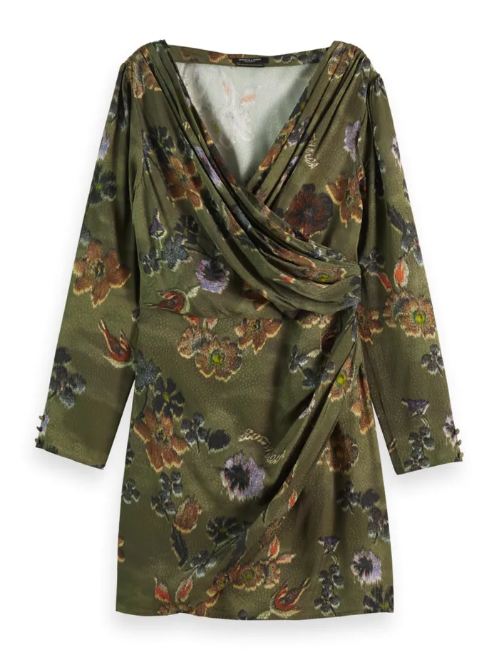 Mini Viscose Jacquard Wrap Dress Poetry Tapestry Military Women Scotch and Soda Dresses and Jumpsuits Mini Viscose Jacquard Wrap Dress Poetry Tapestry Military Women Scotch and Soda Dresses and Jumpsuits