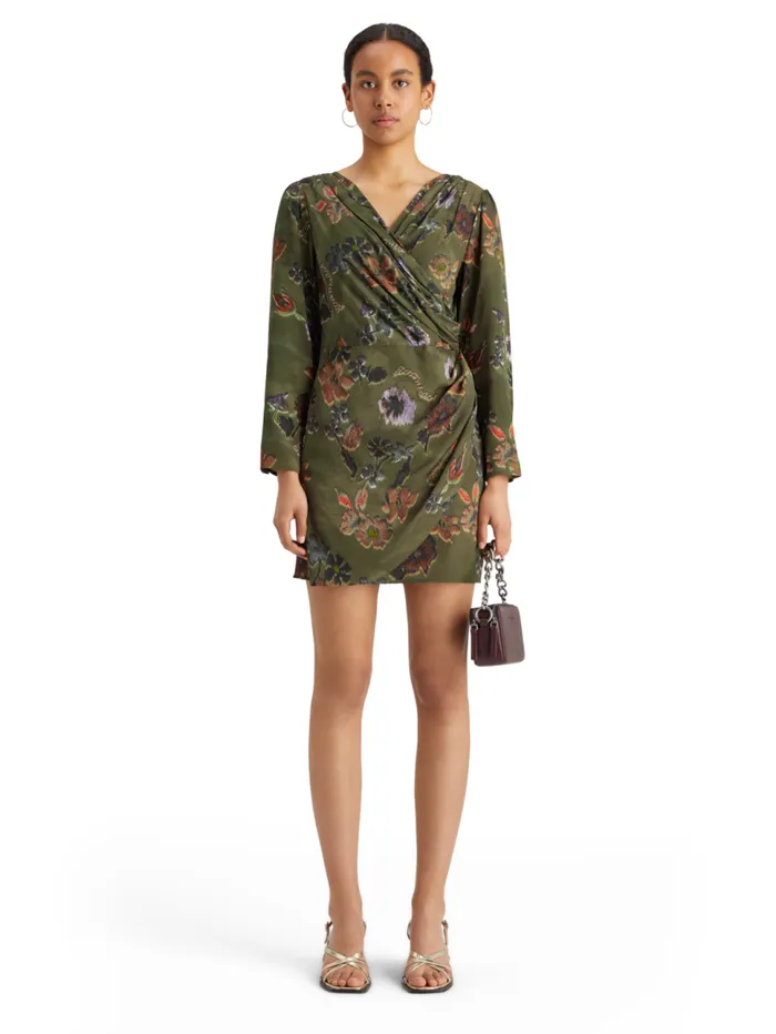 Mini Viscose Jacquard Wrap Dress Poetry Tapestry Military Women Scotch and Soda Dresses and Jumpsuits Mini Viscose Jacquard Wrap Dress Poetry Tapestry Military Women Scotch and Soda Dresses and Jumpsuits