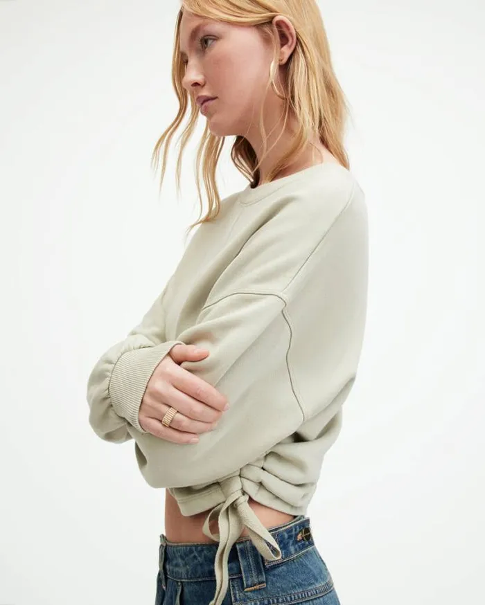 Mira Drawcord Relaxed Fit Sweatshirt Muted Green Women AllSaints Sweatshirts and Hoodies Mira Drawcord Relaxed Fit Sweatshirt Muted Green Women AllSaints Sweatshirts and Hoodies