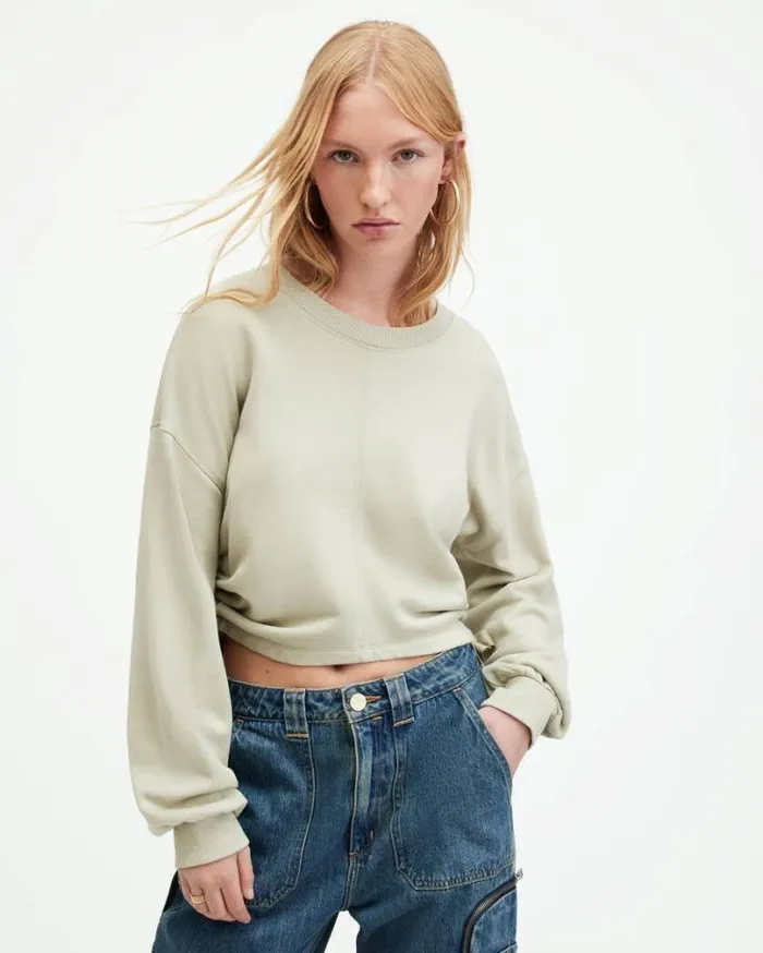 Mira Drawcord Relaxed Fit Sweatshirt Muted Green Women AllSaints Sweatshirts and Hoodies Mira Drawcord Relaxed Fit Sweatshirt Muted Green Women AllSaints Sweatshirts and Hoodies