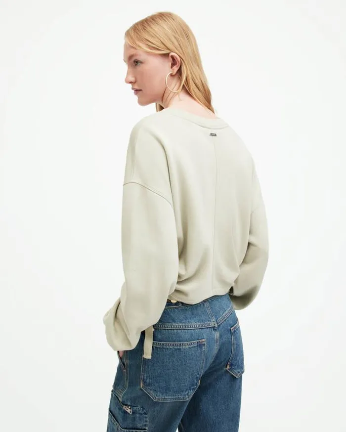 Mira Drawcord Relaxed Fit Sweatshirt Muted Green Women AllSaints Sweatshirts and Hoodies Mira Drawcord Relaxed Fit Sweatshirt Muted Green Women AllSaints Sweatshirts and Hoodies
