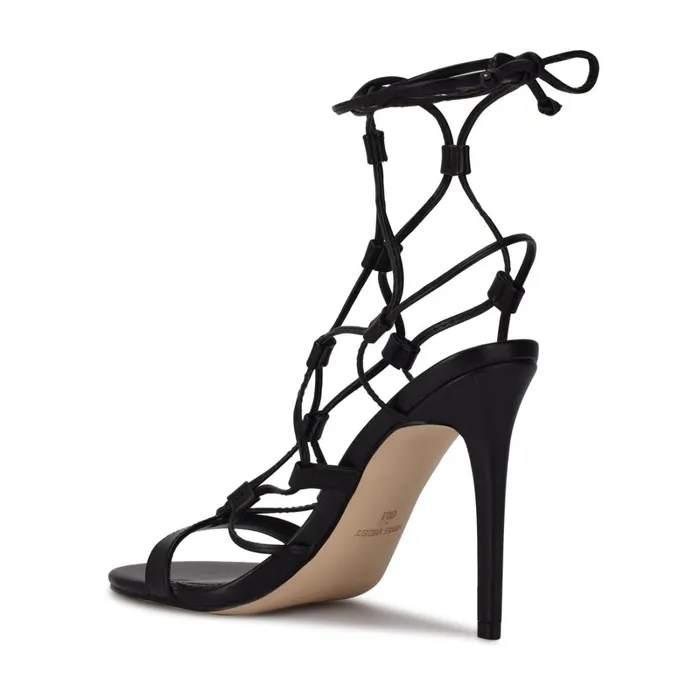 Mix Ankle Wrap Sandals Black Women Nine West High Heels Mix Ankle Wrap Sandals Black Women Nine West High Heels
