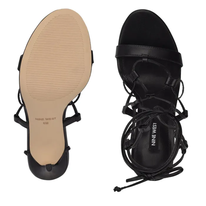 Mix Ankle Wrap Sandals Black Women Nine West High Heels Mix Ankle Wrap Sandals Black Women Nine West High Heels
