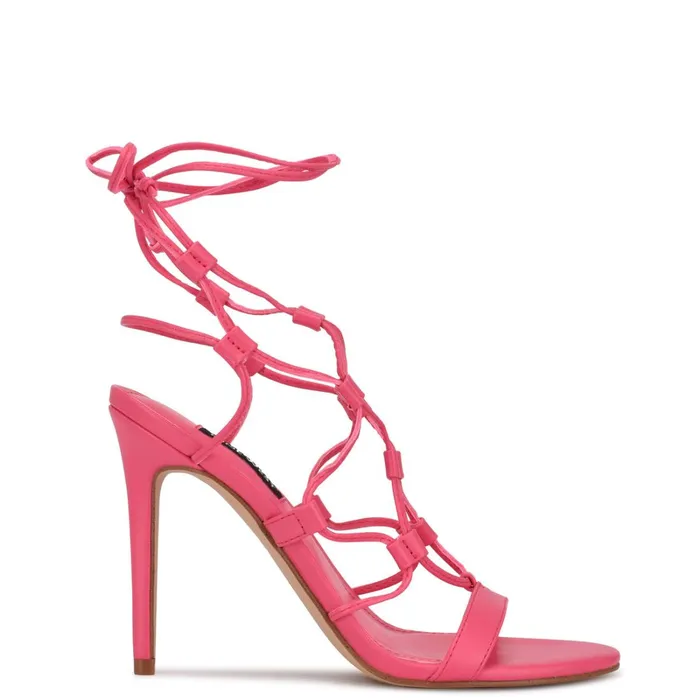 Mix Ankle Wrap Sandals Wow Pink Women Nine West Heeled