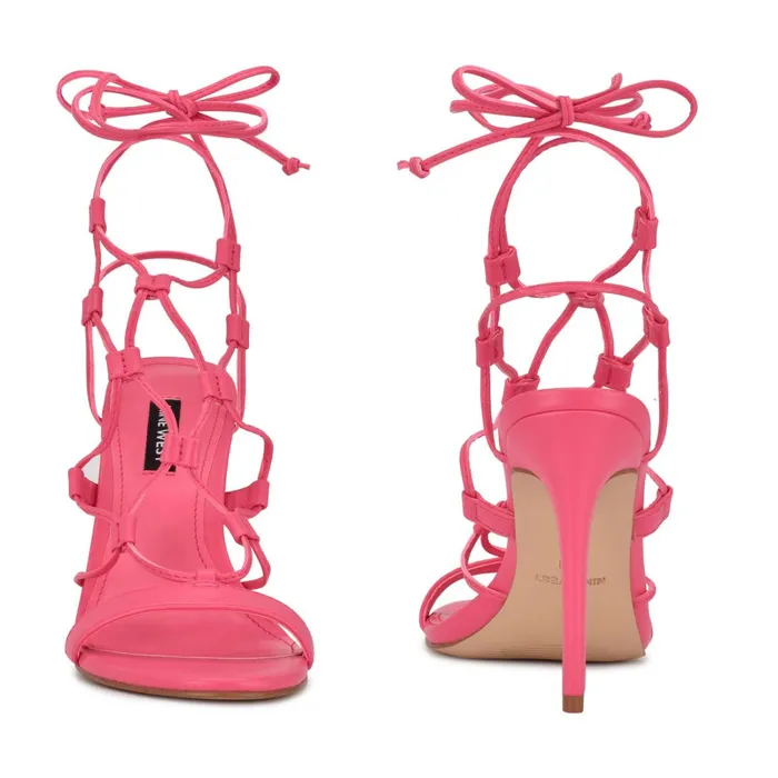 Mix Ankle Wrap Sandals Wow Pink Women Nine West Heeled Mix Ankle Wrap Sandals Wow Pink Women Nine West Heeled