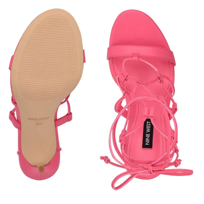 Mix Ankle Wrap Sandals Wow Pink Women Nine West Heeled Mix Ankle Wrap Sandals Wow Pink Women Nine West Heeled