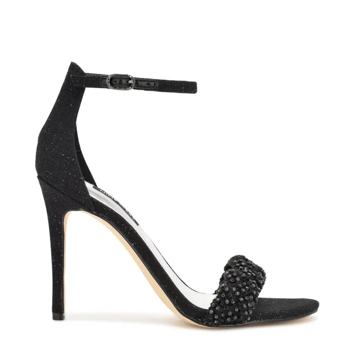 Morelov Heeled Sandals Black Crystal Women Nine West Dress