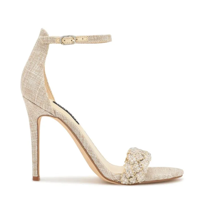 Morelov Heeled Sandals Natural Crystal Women Nine West High Heels