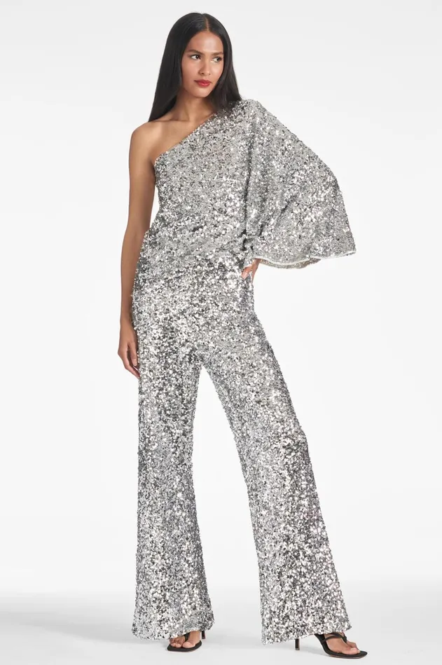 Morgan Top 8211 Silver Sequins Women Sachin and Babi Tops and Blouses