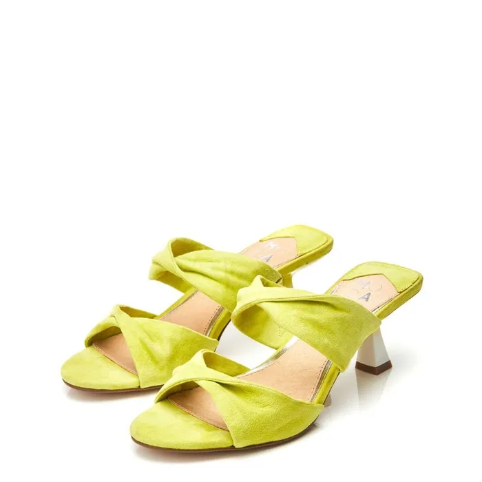 Mule Sandals Women Moda In Pelle Loola Lime Green Suede