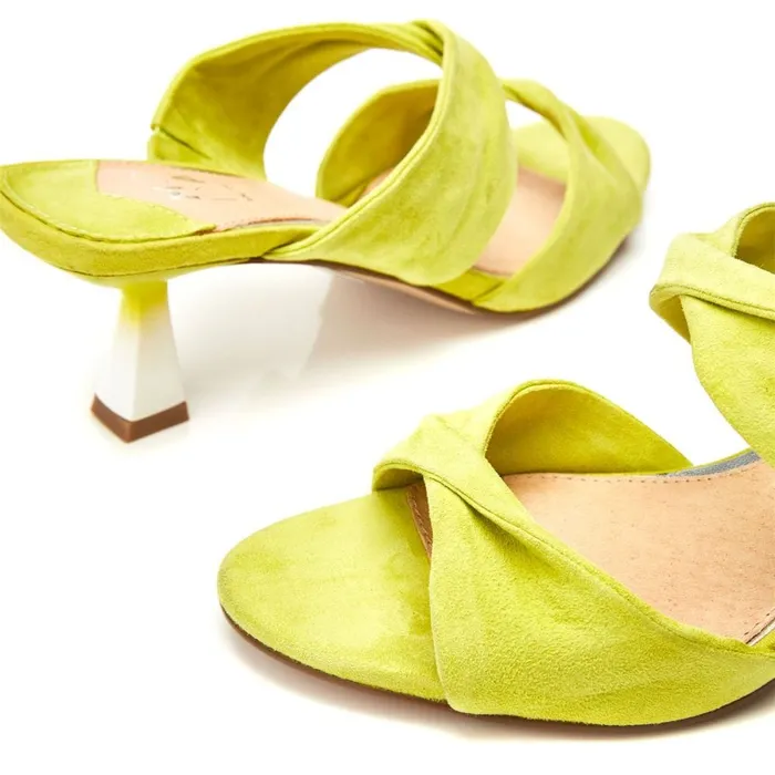 Mule Sandals Women Moda In Pelle Loola Lime Green Suede