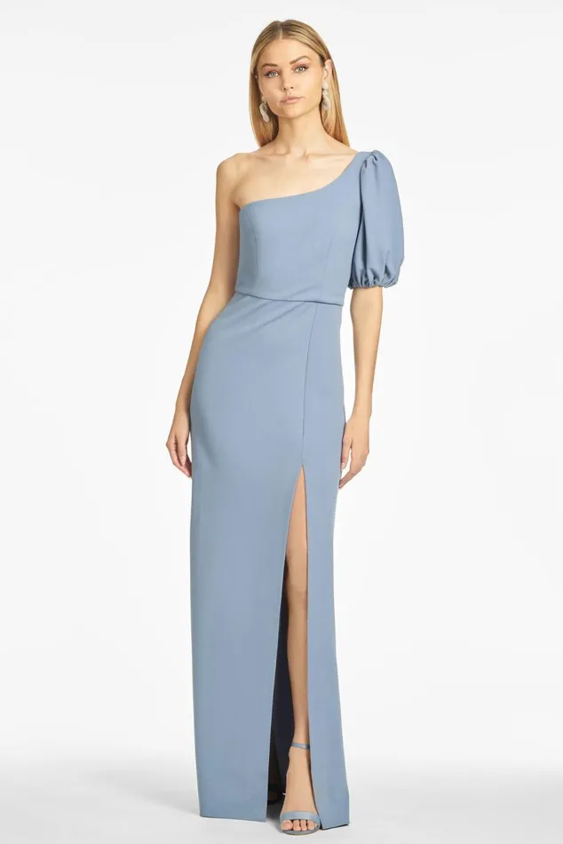 Nadia 4Way Stretch Crepe Gown 8211 Slate Blue Women Sachin and Babi Formal