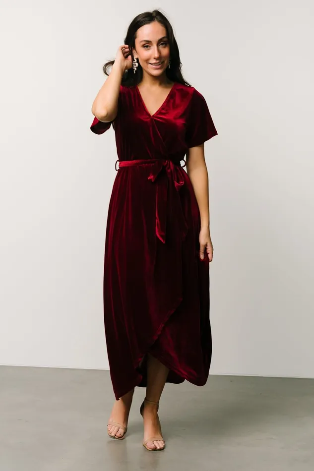 Nadine Velvet Midi Dress Merlot Women Baltic Born Bump Friendly Nadine Velvet Midi Dress Merlot Women Baltic Born Bump Friendly
