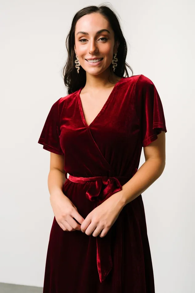 Nadine Velvet Midi Dress Merlot Women Baltic Born Bump Friendly Nadine Velvet Midi Dress Merlot Women Baltic Born Bump Friendly