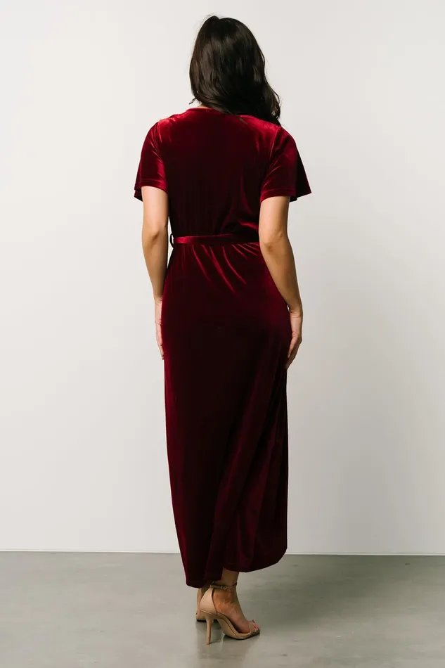 Nadine Velvet Midi Dress Merlot Women Baltic Born Bump Friendly Nadine Velvet Midi Dress Merlot Women Baltic Born Bump Friendly