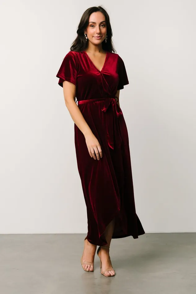 Nadine Velvet Midi Dress Merlot Women Baltic Born Bump Friendly Nadine Velvet Midi Dress Merlot Women Baltic Born Bump Friendly