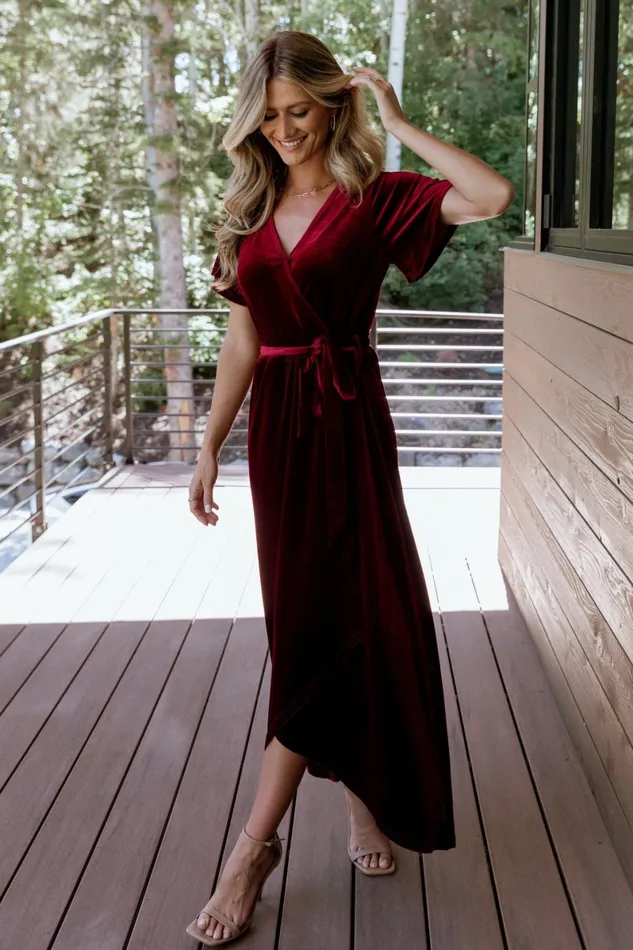 Nadine Velvet Midi Dress Merlot Women Baltic Born Bump Friendly Nadine Velvet Midi Dress Merlot Women Baltic Born Bump Friendly