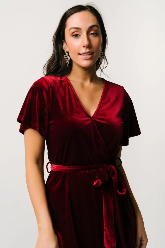 Nadine Velvet Midi Dress Merlot Women Baltic Born Bump Friendly Nadine Velvet Midi Dress Merlot Women Baltic Born Bump Friendly