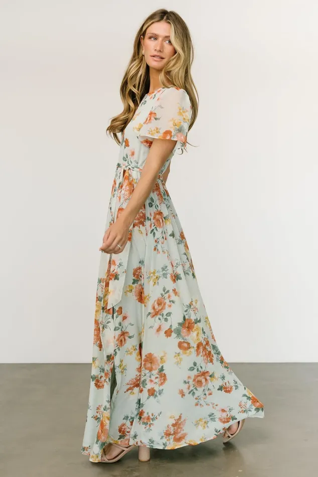 Naomi Short Sleeve Maxi Dress Sage Floral Women Baltic Born Mother Of The Bride Naomi Short Sleeve Maxi Dress Sage Floral Women Baltic Born Mother Of The Bride
