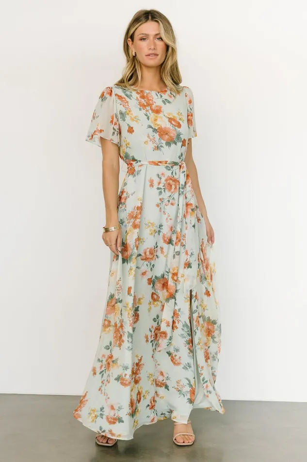 Naomi Short Sleeve Maxi Dress Sage Floral Women Baltic Born Mother Of The Bride Naomi Short Sleeve Maxi Dress Sage Floral Women Baltic Born Mother Of The Bride