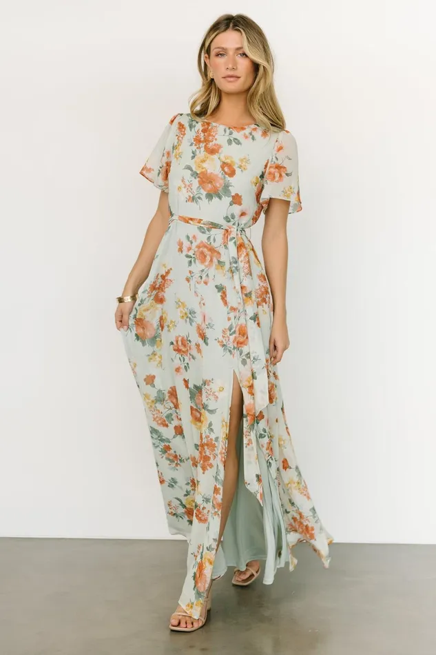 Naomi Short Sleeve Maxi Dress Sage Floral Women Baltic Born Mother Of The Bride Naomi Short Sleeve Maxi Dress Sage Floral Women Baltic Born Mother Of The Bride