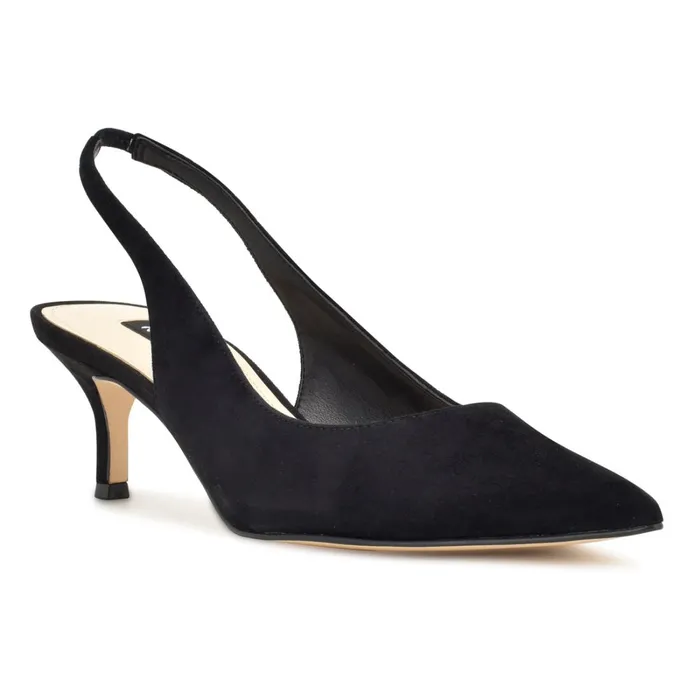 Nataly Slingback Pumps Black Suede Women Nine West Slingbacks Nataly Slingback Pumps Black Suede Women Nine West Slingbacks