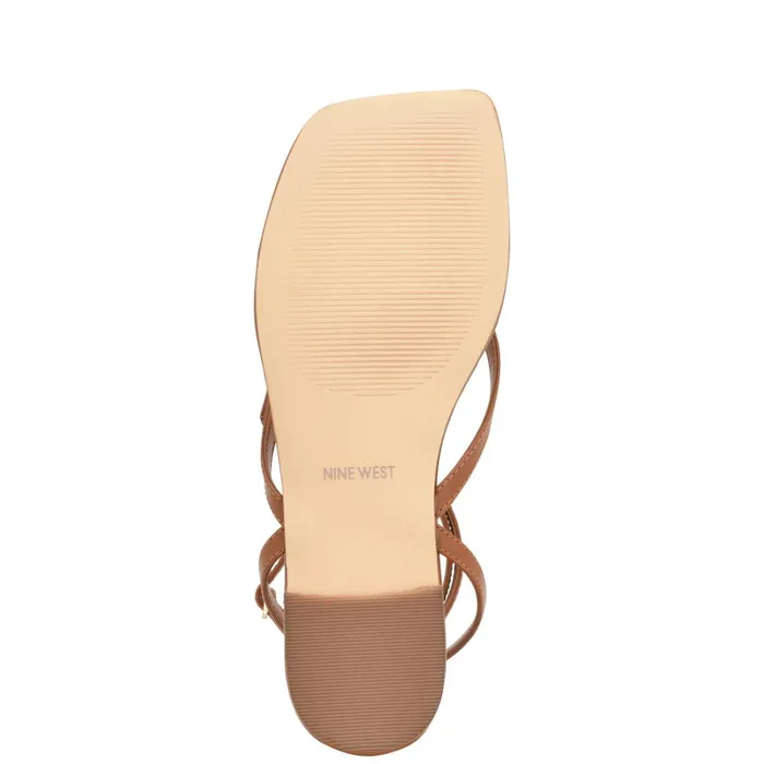 Nelson Ankle Wrap Flat Sandals New Luggage Women Nine West Flats Nelson Ankle Wrap Flat Sandals New Luggage Women Nine West Flats