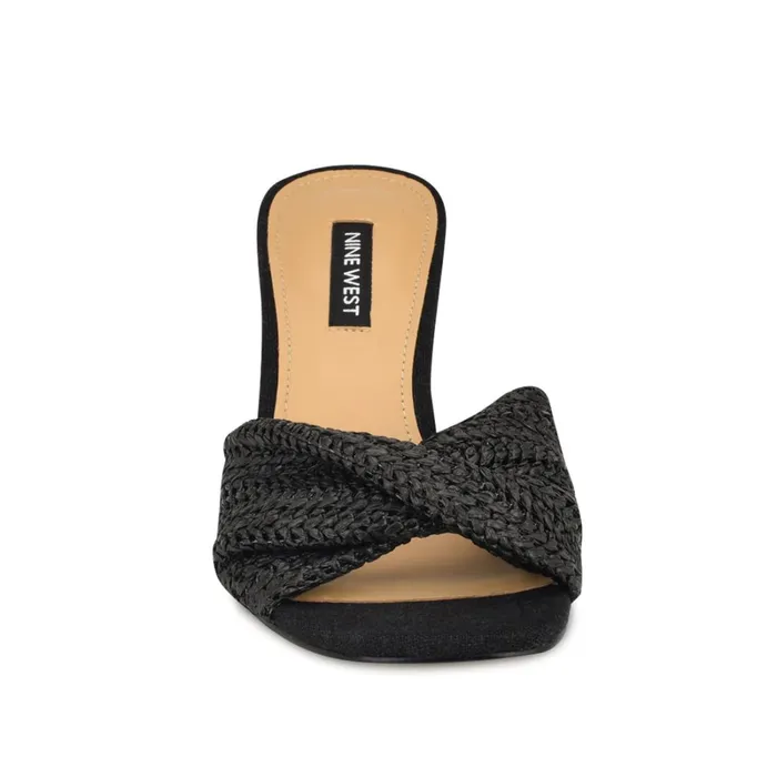 Nikhil Twist Wedge Sandals Black Raffia Women Nine West Wedges Nikhil Twist Wedge Sandals Black Raffia Women Nine West Wedges