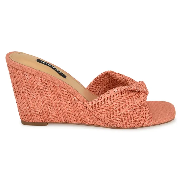 Nikhil Twist Wedge Sandals Orange Raffia Women Nine West Wedges