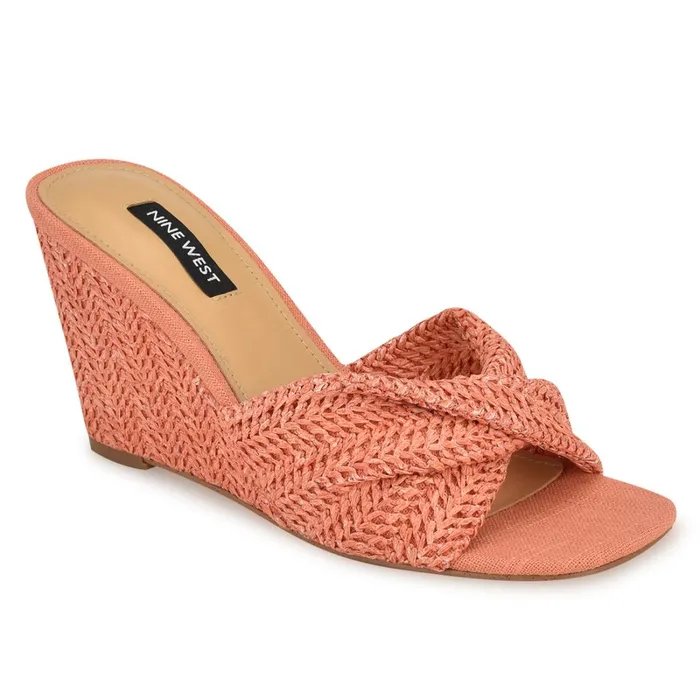 Nikhil Twist Wedge Sandals Orange Raffia Women Nine West Wedges Nikhil Twist Wedge Sandals Orange Raffia Women Nine West Wedges