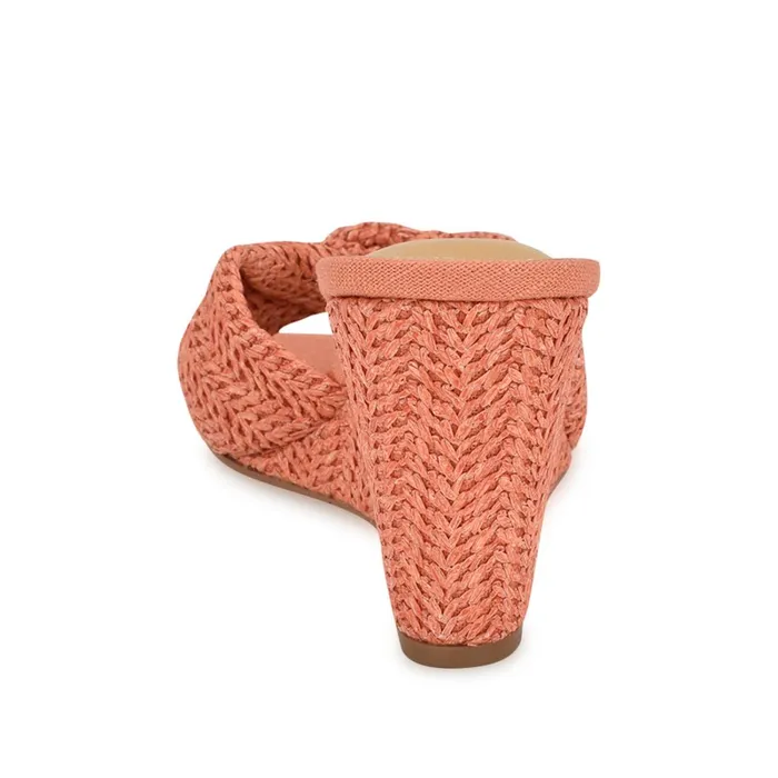 Nikhil Twist Wedge Sandals Orange Raffia Women Nine West Wedges Nikhil Twist Wedge Sandals Orange Raffia Women Nine West Wedges