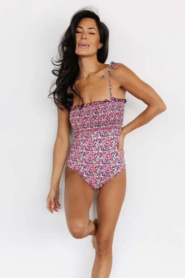 Nikki Smocked One Piece Neon Floral Women Baltic Born One Piece
