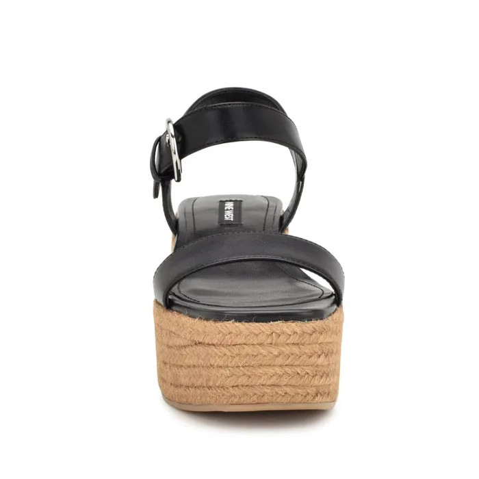 Nillo Espadrille Wedge Sandals Black Women Nine West Mid Heels Nillo Espadrille Wedge Sandals Black Women Nine West Mid Heels