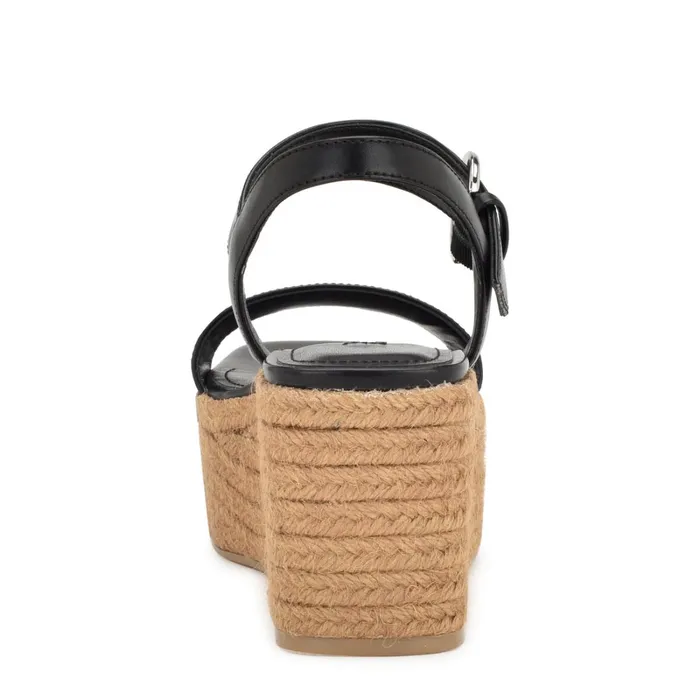 Nillo Espadrille Wedge Sandals Black Women Nine West Mid Heels Nillo Espadrille Wedge Sandals Black Women Nine West Mid Heels