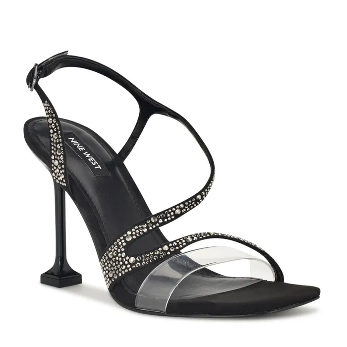 Nines Strappy Heeled Sandals Black Crystal Women Nine West Sandals Nines Strappy Heeled Sandals Black Crystal Women Nine West Sandals