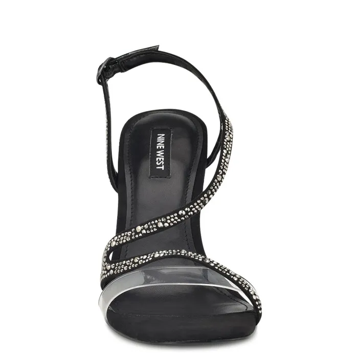 Nines Strappy Heeled Sandals Black Crystal Women Nine West Sandals Nines Strappy Heeled Sandals Black Crystal Women Nine West Sandals