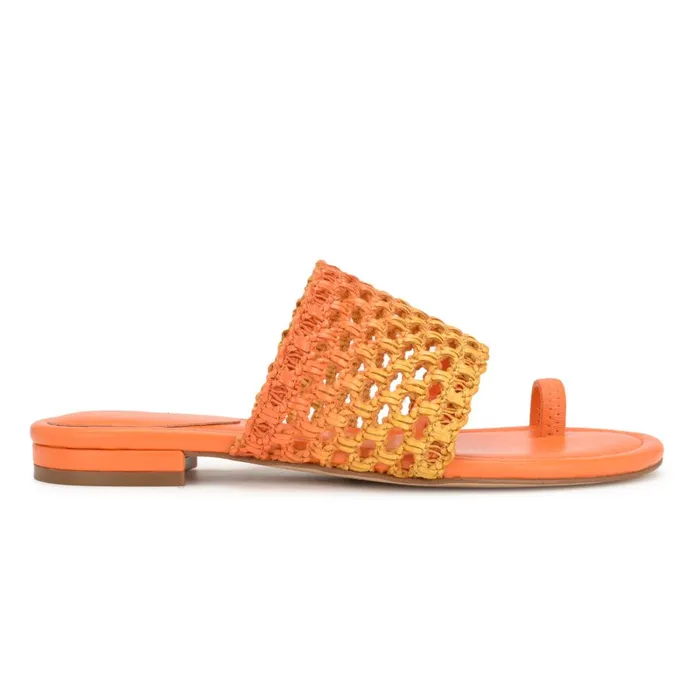 Nolah Flat Slide Sandals Orange Yellow Ombre Women Nine West Flats